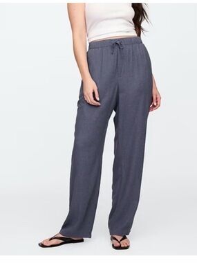 GAP the easy pant size small linen blend grey/blue